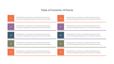 Table of Contents 10 Points