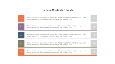 Table of Contents 5 Points