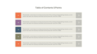 Table of Contents 5 Points