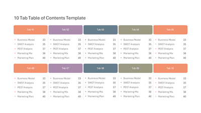 10 Tab Table of Contents Template