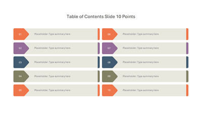 Table of Contents Slide 10 Points