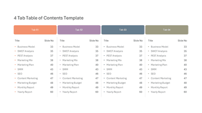4 Tab Table of Contents Template