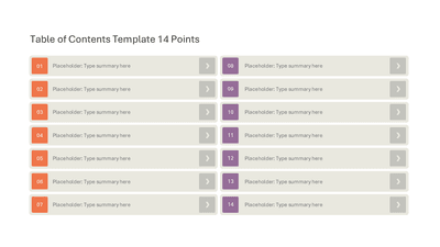 Table of Contents Template 14 Points