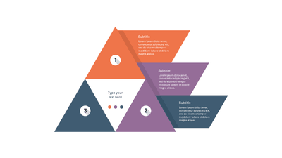 Triangle 3-Section with Right Side Parallelogram Text Labels and Number Badges