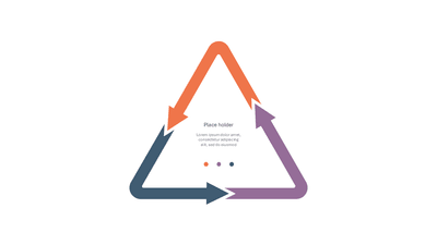 Triangle 3-Step Circular Arrow Cycle with Center Text