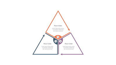 Triangle 3-Step Outline Arrow Cycle with Center Number Badges