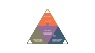 Triangle 4-Section Jigsaw Puzzle Pieces with Corner Triangle Cutouts and Text