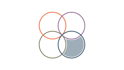 4-Circle Line Venn Diagram with Right Bottom Segment Highlight